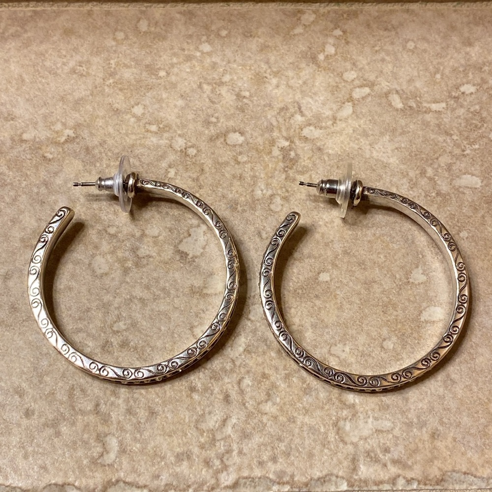 Brighton Pierced Post Hoop Earrings with Crystals - Picture 12 of 13